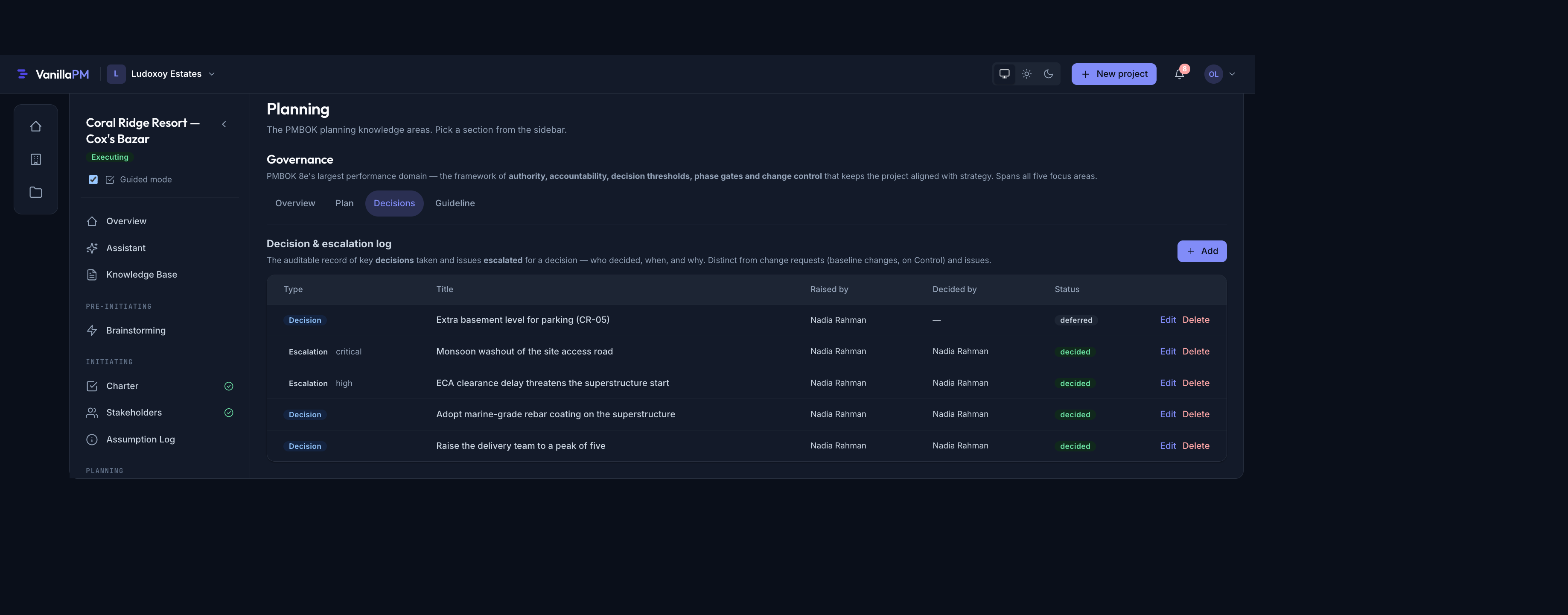 The Decision & Escalation log