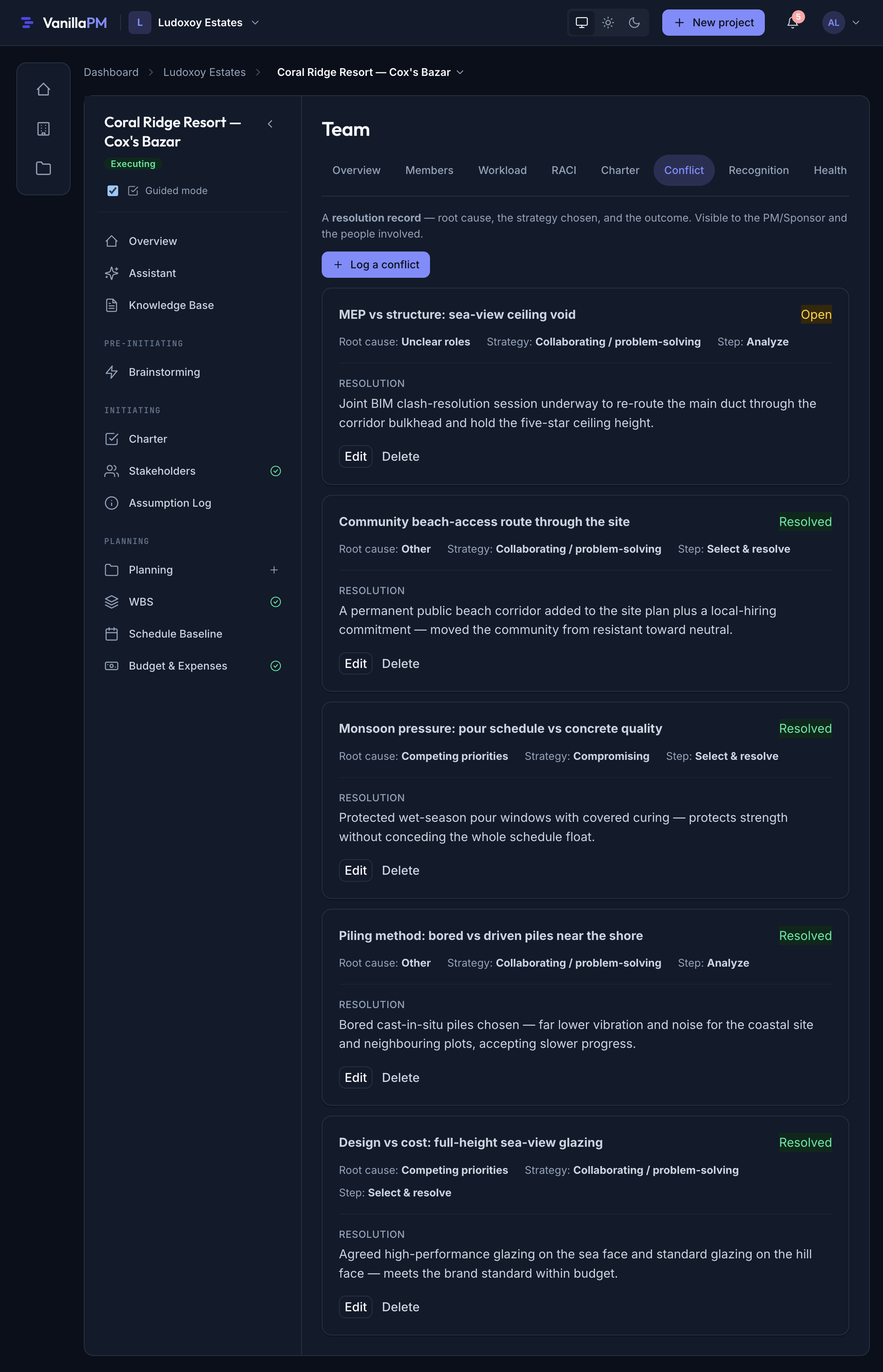 The Coral Ridge conflict log